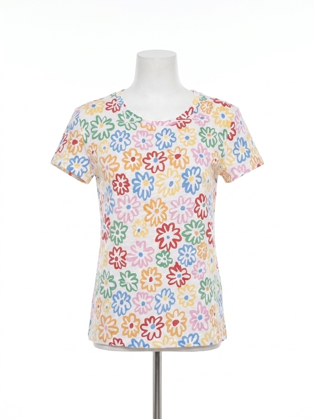 NEW CHARLIE B cotton tee with multi color flowers in grafitti